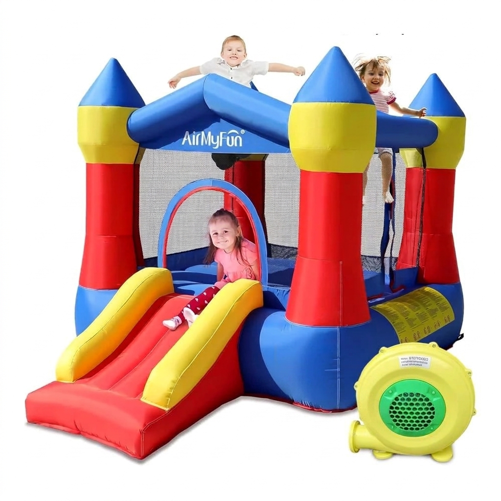 מתנפח קפיצה טירה 82011 AirMyFun – מגלשה ורשת בטיחות לחצר