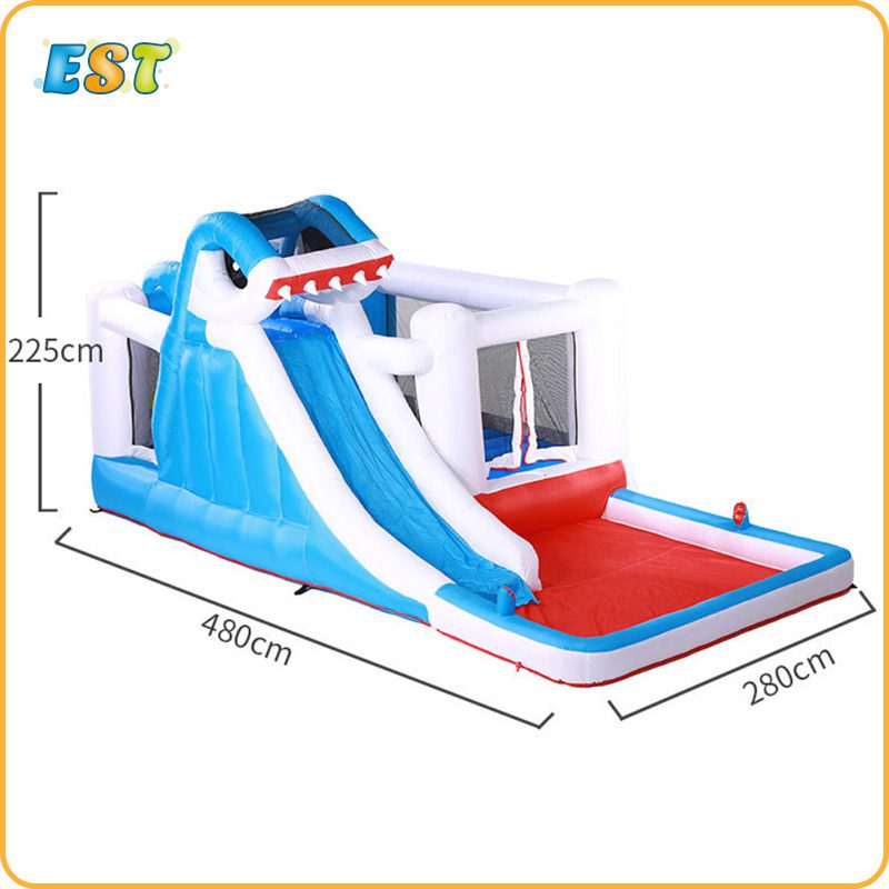 מתקן מתנפח בעיצוב כריש עם מגלשה 63001B - תמונה 3