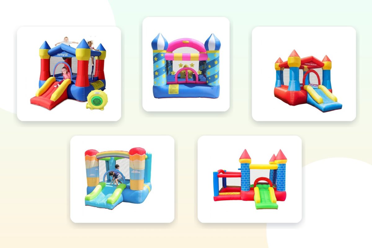 חמישה מתנפחים קטנים לבית ולחצר להשוואת מידות