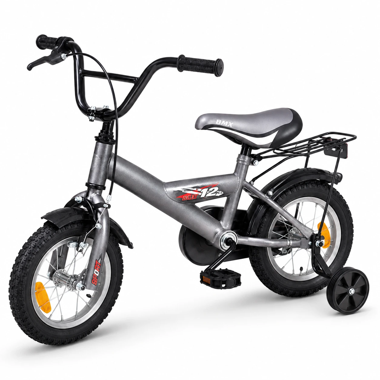אופני ילדים BMX אפורים במידת גלגל 12 אינץ׳
