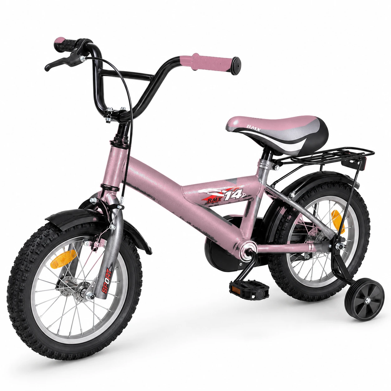 אופני ילדים BMX ורודים במידת גלגל 14 אינץ׳