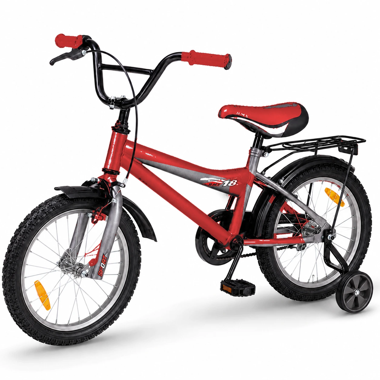 אופני ילדים BMX אדומים במידת גלגל 18 אינץ׳